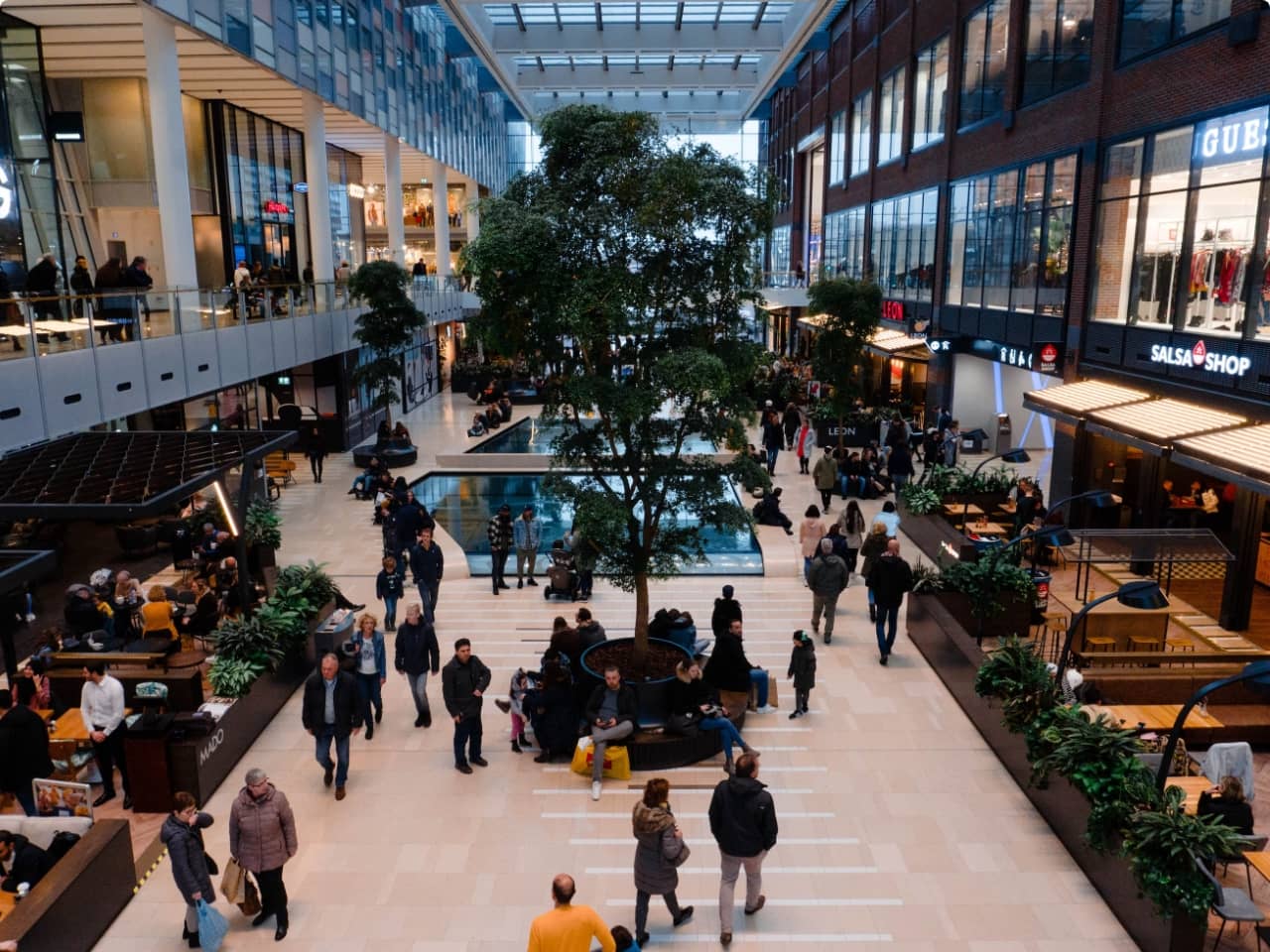 people walking in a mall