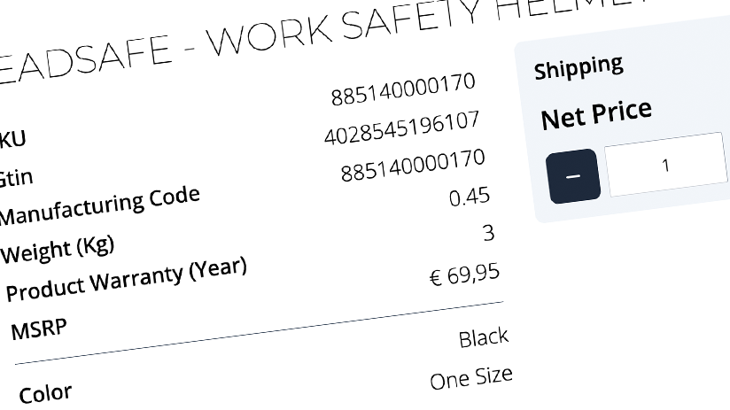 B2B Ordering - Product Specifications